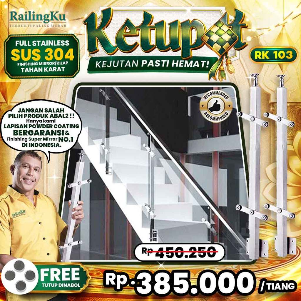 Railing Tangga Stainless Hollow Tiang Railingku [KETUPAT] RK 103