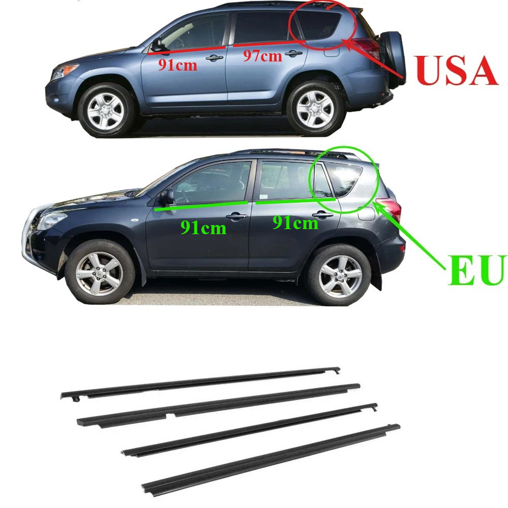 4 Pcs Karet Kaca Luar untuk Toyota RAV4 2009-2012 75720-0R020 Pelindung Kaca Weather Strip untuk Kac