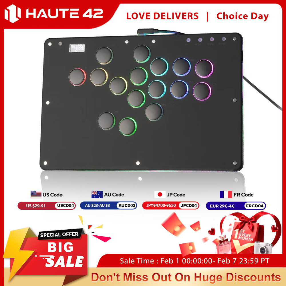 Haute42 Arcade Joystick Hitbox Leverless Arcade Controller For PC/ PS4/PS5 Hitbox fightstick Leverle