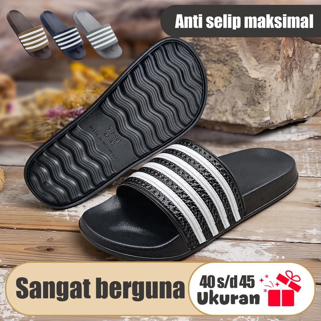 Sandal Slide Slip on Pria Sandal Rekat Pria Sandal Pria Karet Empuk Anti Slip Sepatu Sandal Pria Slo