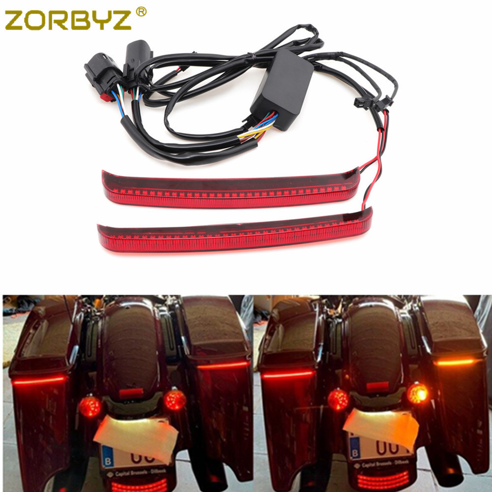 Lampu Sein LED Merah ZORBYZ untuk Tas Samping Motor Harley Touring Street Glide FLHX 2014-2022