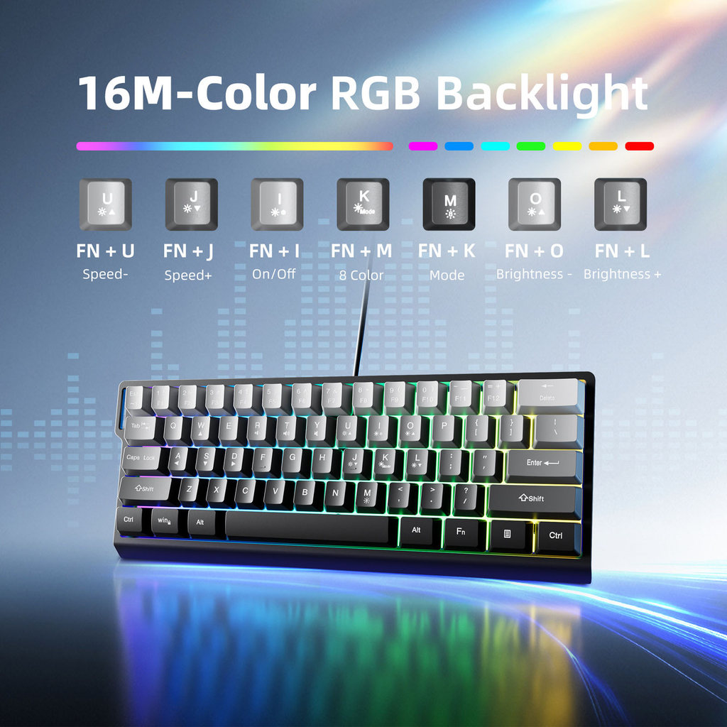 61 Keys Gaming Keyboard 61 Keys Wired Gaming Keyboard 60 Percent RGB Backlit Compact Gaming Keyboard