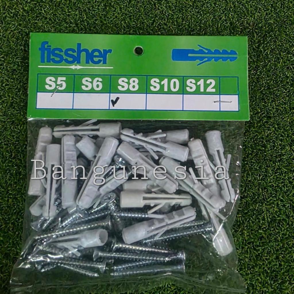 Fiser / Viser / Fisher Dengan Skrup - Ukuran S6 / S8 - 1 Kotak @ 20 pcs