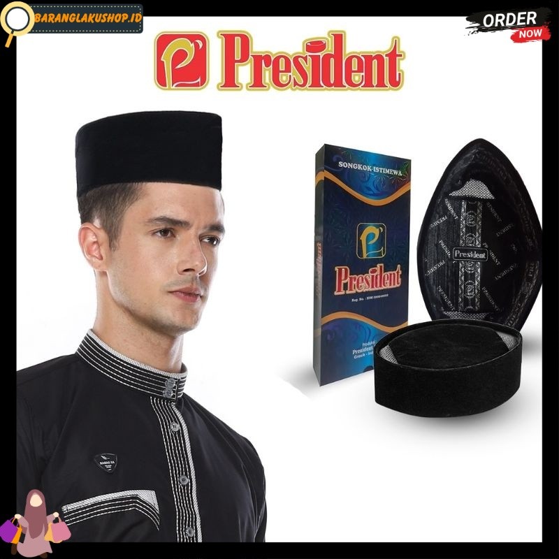 Songkok Peci President AC original 100% kopiah polos hitam peci president
