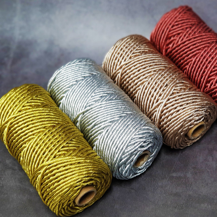 3mm 4mm Macrame Cord Single Strand Metallic Cotton Rope