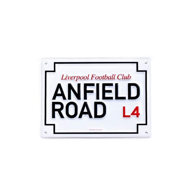 Liverpool FC  Small Metal Anfield Road Sign  - Official LFC Accessories Road Sign - Putih