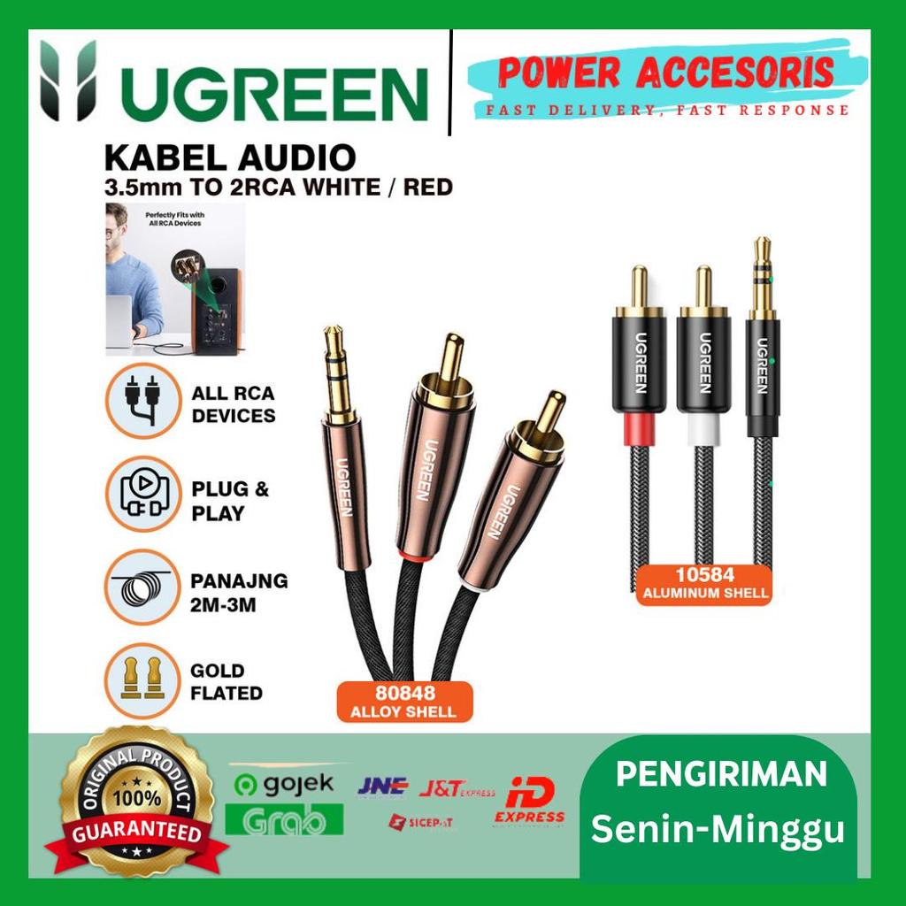 UGREEN Kabel Audio Jack 3.5mm To 2 RCA For PC TV Amplifier DVD Speaker