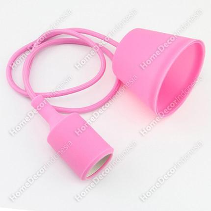 Kabel Fitting Gantung Lampu Bohlam Edison Silikon Karet Warna Pink