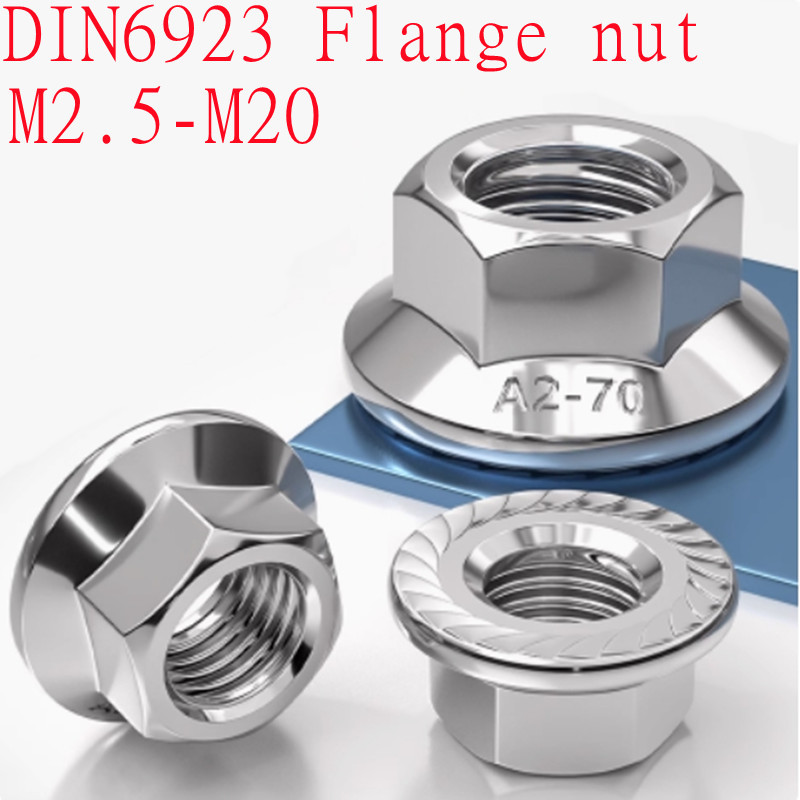 N6923 Hex flange nut M2.5 M3 M4 M5 M6 M8 M10 M12 M14 M16 M18 M20 304 Stainless Steel Hexagon Hex Ser