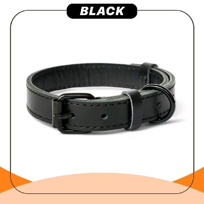 Kalung Anjing Nama - Leather Dog Collar - BLACK, S