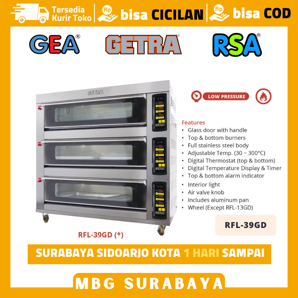 Oven Gas Getra Rfl-39gd Oven Gas 3 Deck 9 Tray Garansi Resmi Original