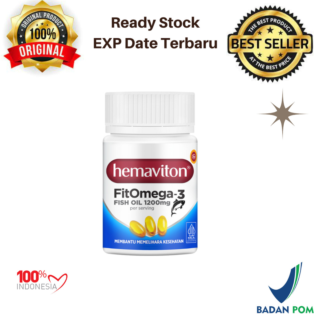 Hemaviton FitOmega 3 Minyak Ikan 30 kapsul Lunak BPOM Halal