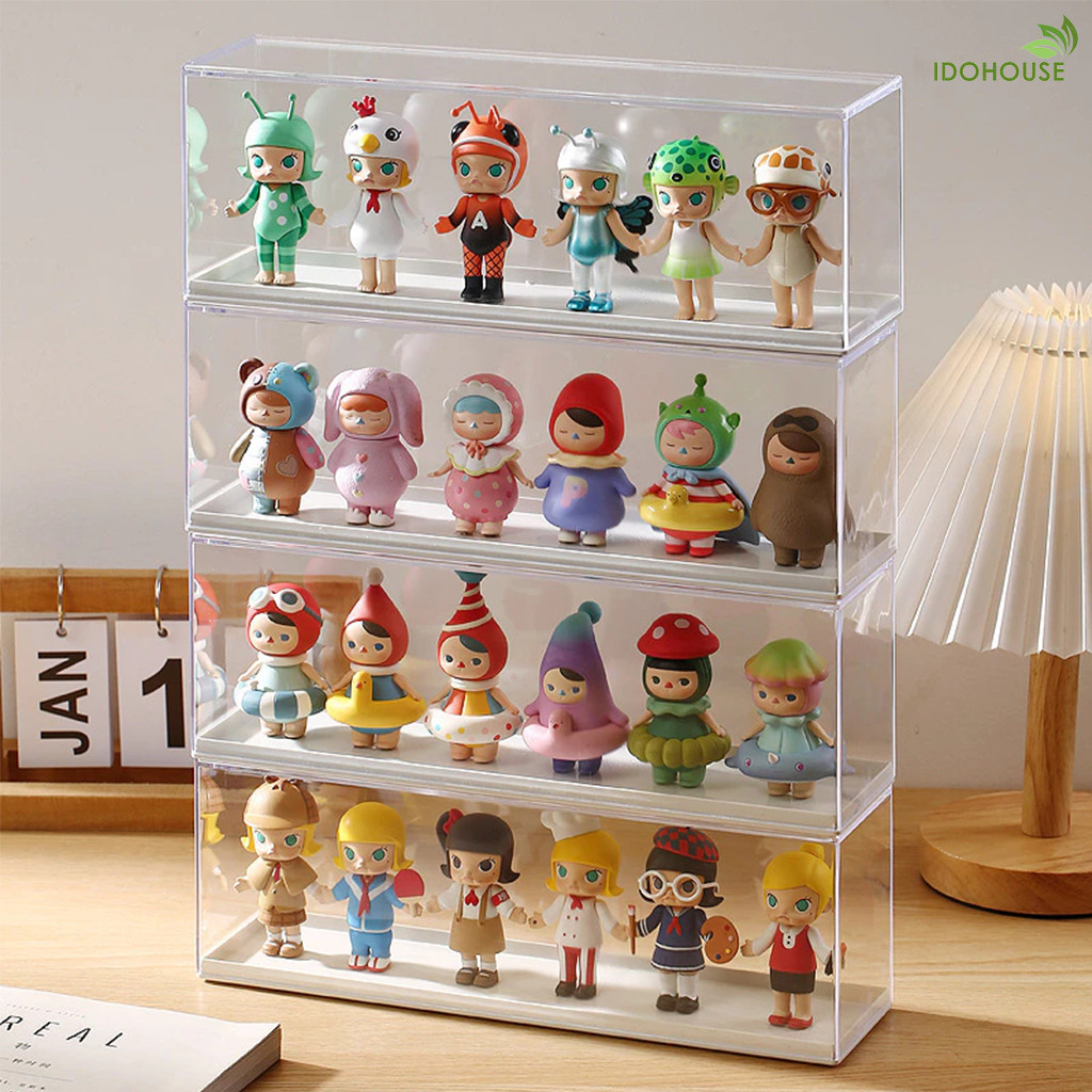 IDOHOUSE Kotak Display Action Figure Pop Mart Rak Pajangan Mainan Miniatur Acrylic Box Bening Z1S1