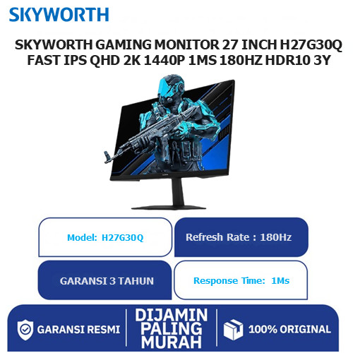SKYWORTH GAMING MONITOR 27 INCH H27G30Q FAST IPS QHD 2K 1440P 1MS 180HZ HDR10 3Y