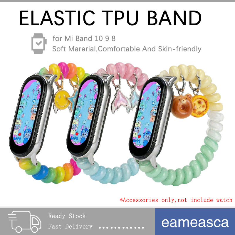 TPU Scrunchie Elastic Strap for Smartwatch Xiaomi Mi Band 10 9 8 Lucu Wanita Belt Bracelet Band Acce