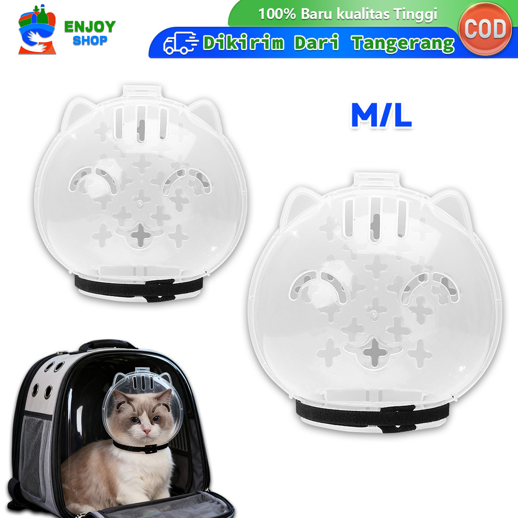 Penutup Kepala Kucing Anti Gigit Dan Licking Helm Space Hood Bola Bahan Bernapas Untuk Perlindungan