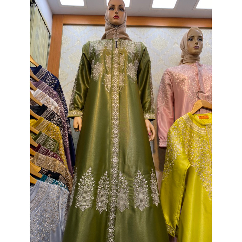 Alfin collection Gamis LD 100-140 Satin Kristal Motif Pintu Aceh 04