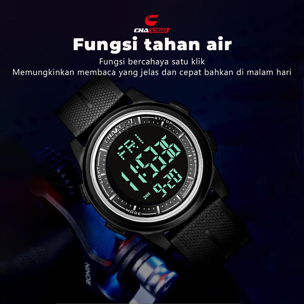 CHAXIGO Fashion Multifungsi Unisex Jam Tangan Pria Luar Ruangan Jam Alarm 5Bar Tahan Air Jam Tangan 