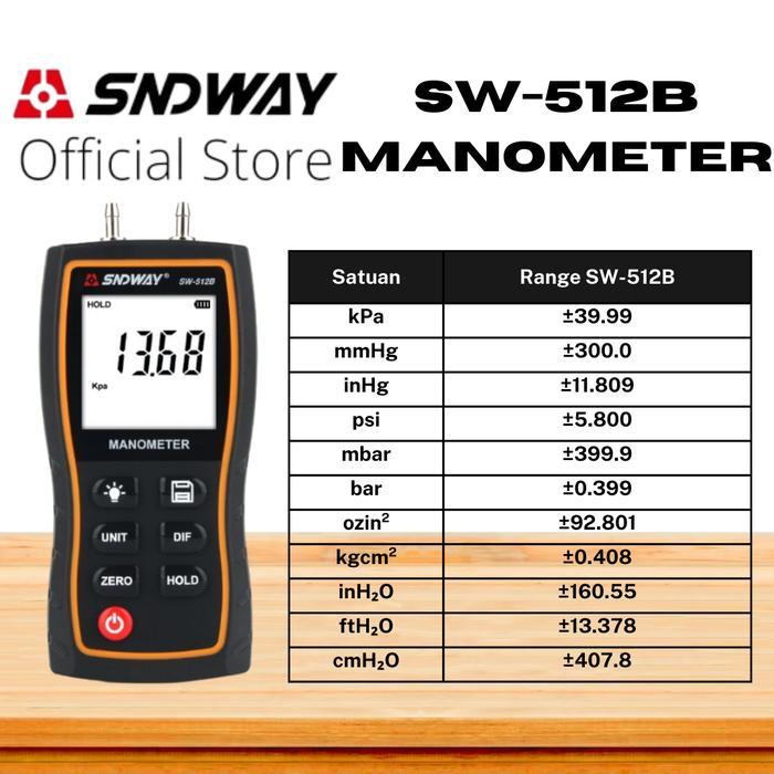 SNDWAY Digital Manometer Air Pressure Tekanan Udara SW-512B/512C - SW-512B