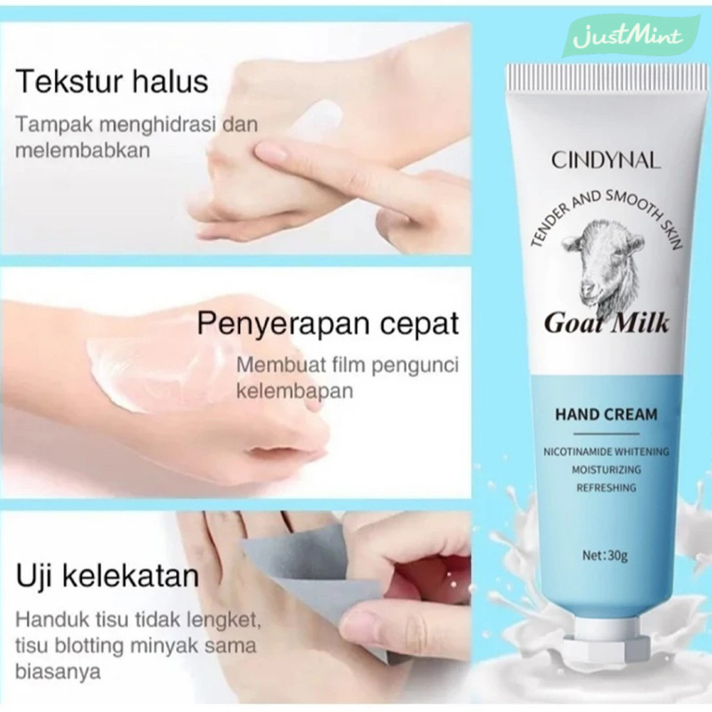 JM - CINDYNAL- Goat Milk Hand Cream /Niacinamide Whitening Krim Tangan