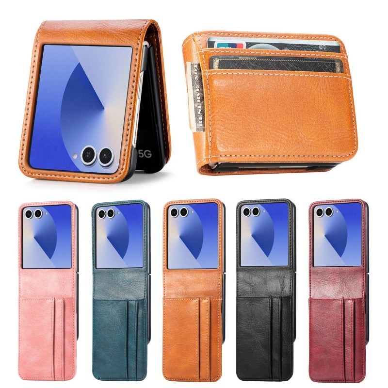 Casing Dompet Kulit Full Coverage untuk Samsung Galaxy Z Flip 7 Flip 7FE Z Flip 6 Z Flip 5 Z Flip 4 