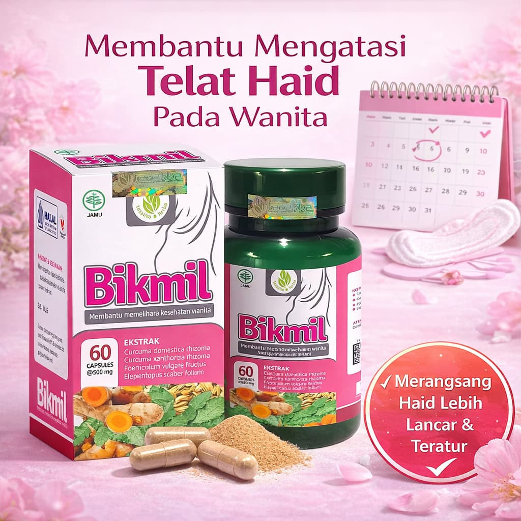 [Bikmil] Obat Pelancar Haid  Haid Tidak Teratur Telat 1-3 Minggu 2-4 Bulan Herbal Jamu PCOS Gangguan