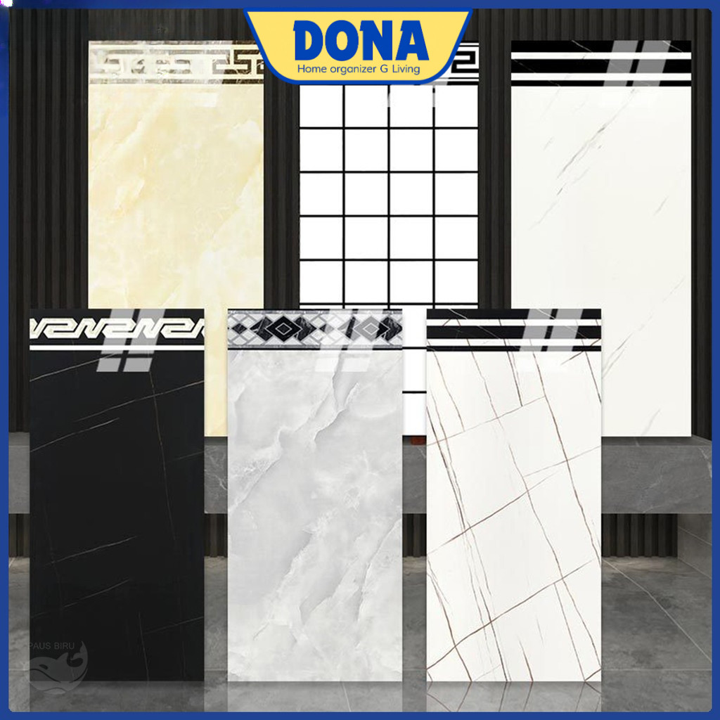 DONA - Sticker Dinding Vinyl 40 x 90 cm | Wallpaper Lantai VinyL Marble Keramik Tebal 0,2 Cm | Stike