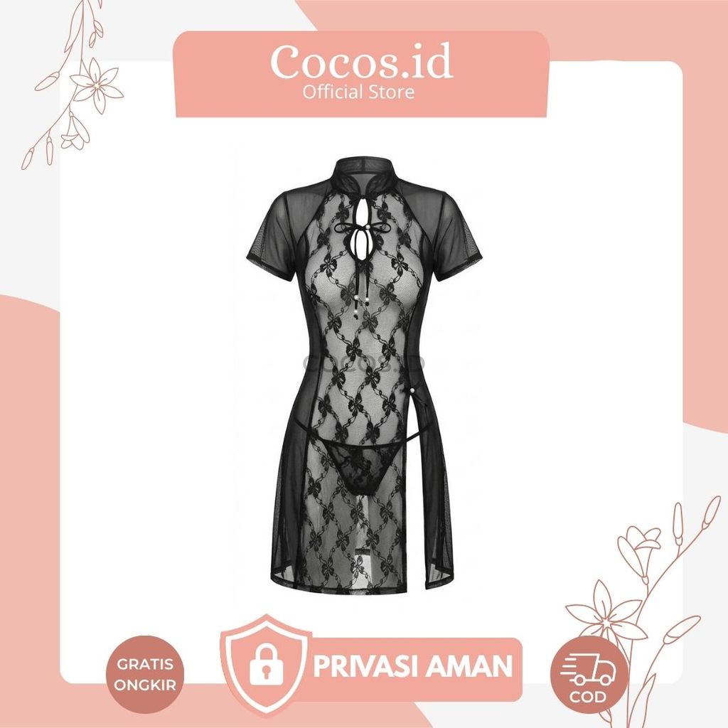 Cocos CCS51 Baju Cosplay Wanita Model Chinese Cina Chongsam Kostum Nilon Full Choengsam