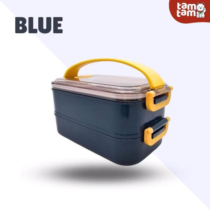 New Collection tamtam Lunch Box Duo SMART Kotak Makan 2 Tingkat 1.6 Liter Plastik Double Layer Stain