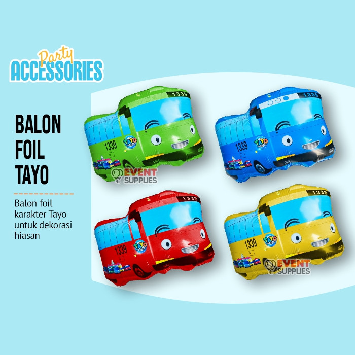 Balon Mobil Tayo – Balon Foil Karakter Tayo Ulang Tahun Anak Party Supplies