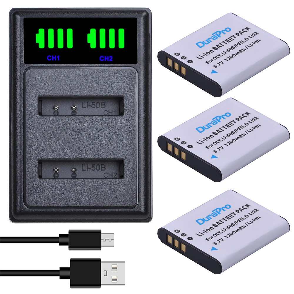 DuraPro 1200mAh NP150 DB100 Li-50B D-LI92 Li 50B Battery+ Charger for Olympus SP 810 800UZ u6010 u60
