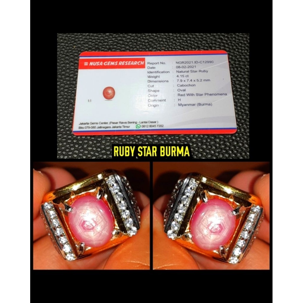 batu ruby burma star belang koi motif patkwa asli burma