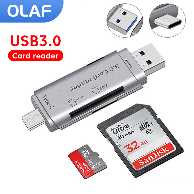 Olaf 4 in 1 OTG Card Reader USB3.0 Type C to SD TF Card reader for PC Laptop Accessories Smart Memor