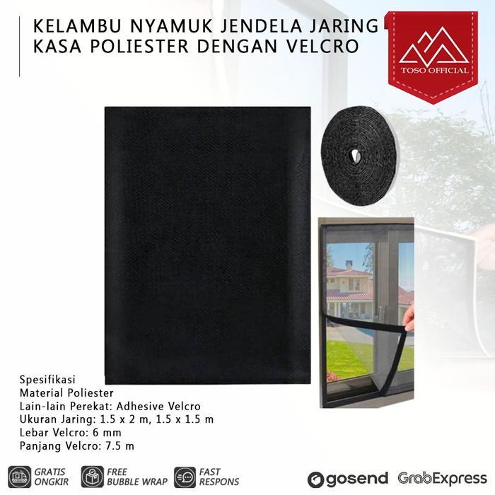 Gorden Jendela Jaring Pelindung Anti Nyamuk Serangga Tirai Jendela - 130X150CM, Hitam