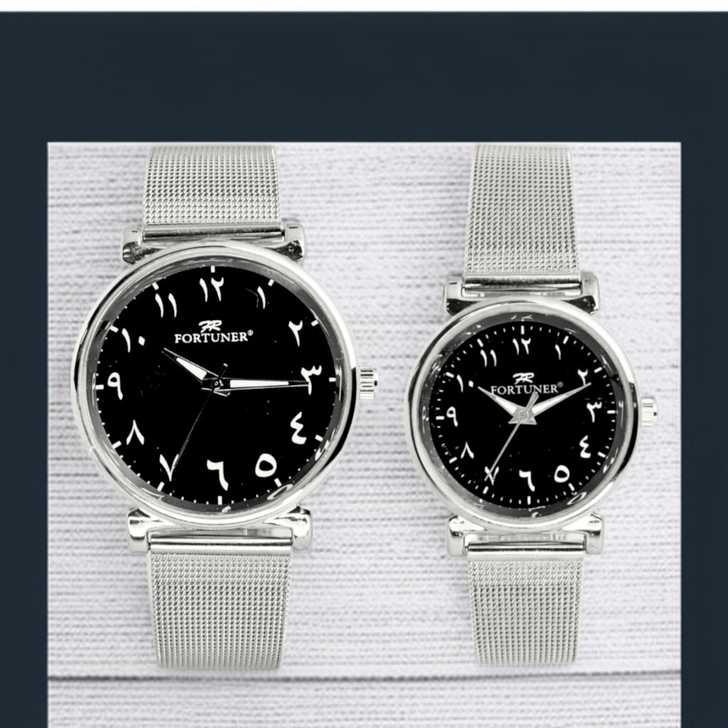 Jam Tangan Couple Analog Angka Arab Anti Air Stainless Steel Stevia