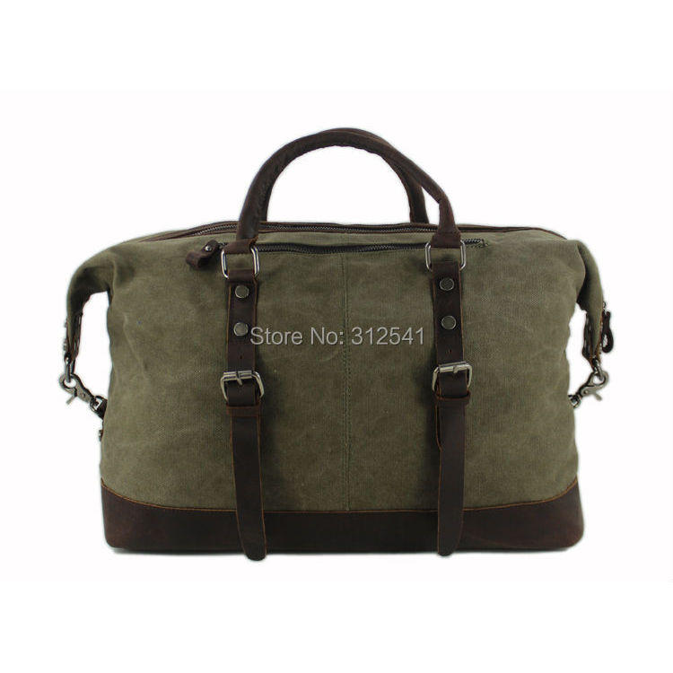 Vintage military Canvas Leather men travel bags Carry on Luggage bags Men Duffel bags travel tote la