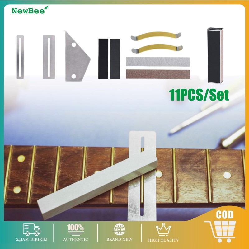 11PCS/Set Alat Fret Gitar Amplas Kikir Sanding Polish Perbaikan Pembersih Fret Guitar Fingerboard Lu