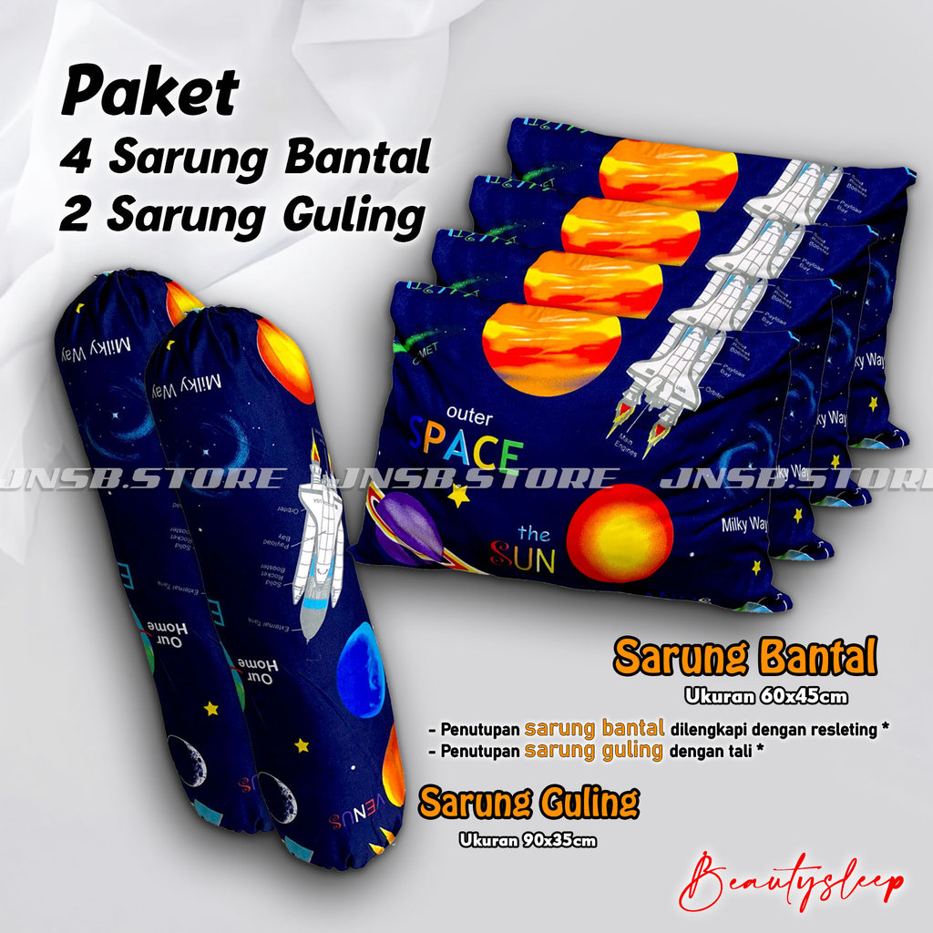Paket 4 SARUNG BANTAL 2 SARUNG GULING MOTIF KARAKTER SPREI TIDUR - RESLETING Sarban Sargul Sprei