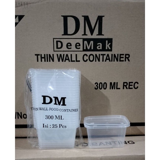 Kotak Makanan Panjang 300ml 300 ml Thinwall DM Box Makan Plastik 25pcs