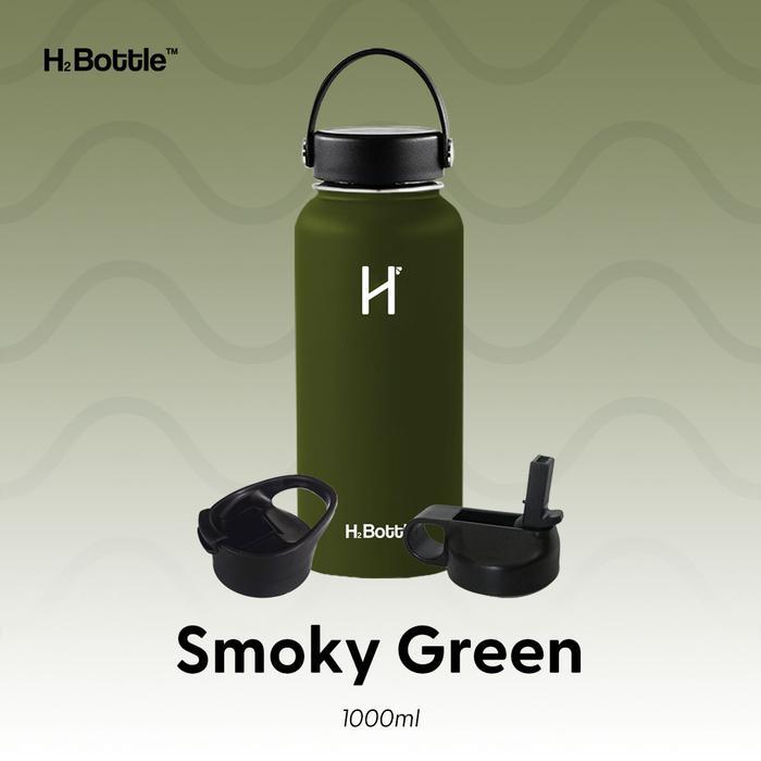 SixEleven4 H2 Bottle Vacuum Insulated Water Bottle 1 Liter - Smoky Green