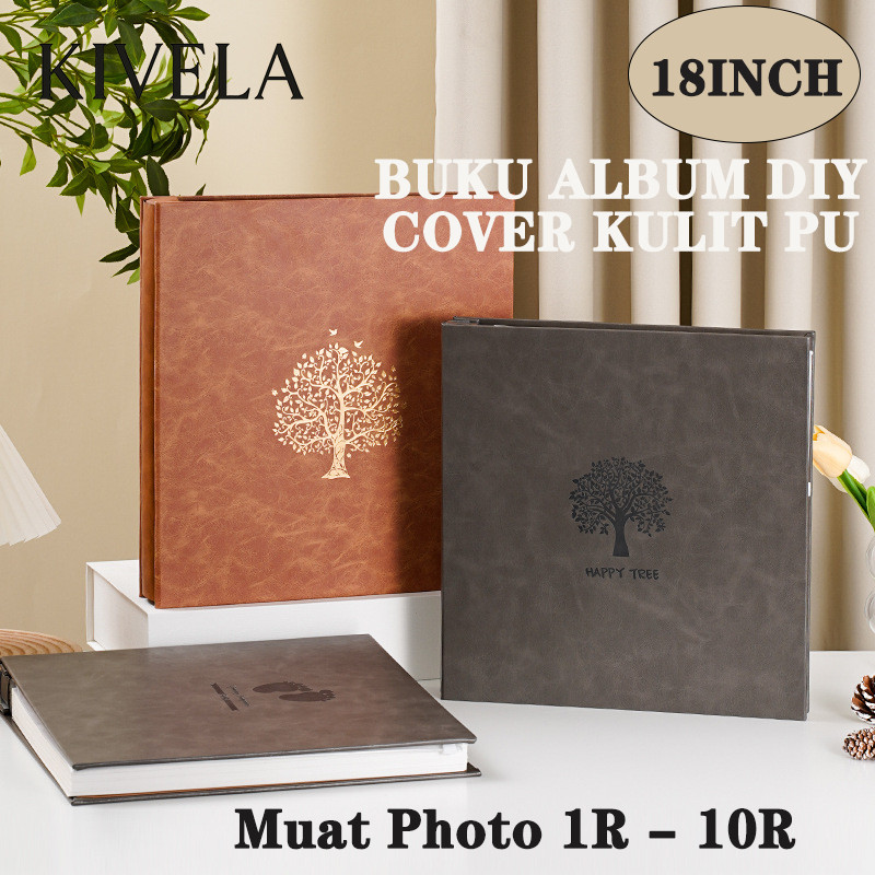 Buku Album Magnetic Cover Kulit-Buku Album DIY 18 Inch Elegan Muat Foto 1R-10R/Tempat Photo / PHOTOB