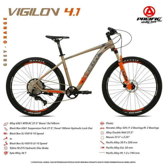 PROMO GASPOLL SEPEDA GUNUNG MTB 27.5 INCH PACIFIC VIGILON 4.1 / VIGILON 4.2 ALLOY - 4.1 Grey Orange