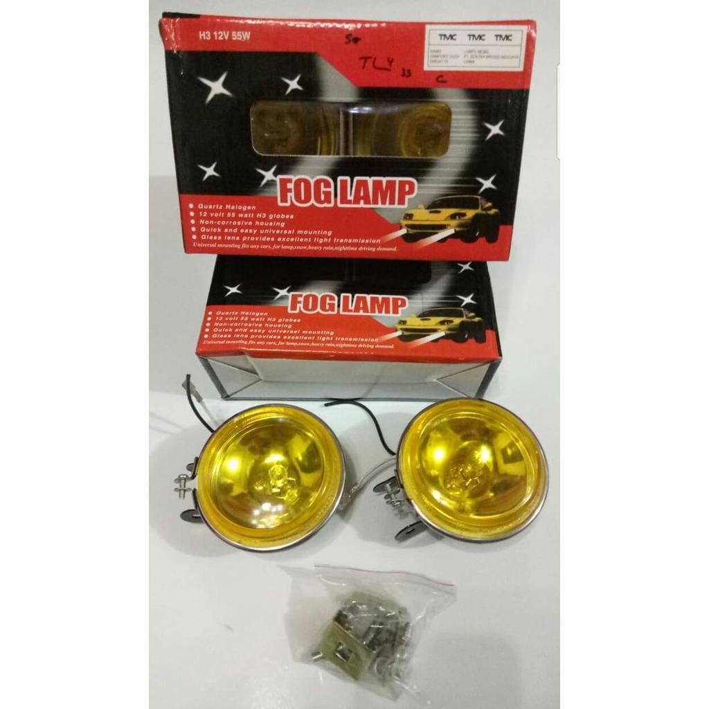 Lampu Sorot /Lampu Tembak/Fog Lamp Halogen 12V/55 W H3 Bulat 3" Kuning BEST