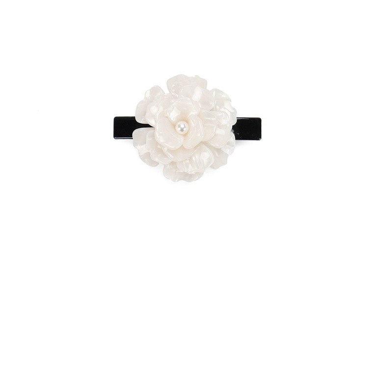 Jepit Rambut Elegan Berbentuk Bunga Putih dengan Mutiara Imitasi Aksesoris Rambut Fashion Modern unt