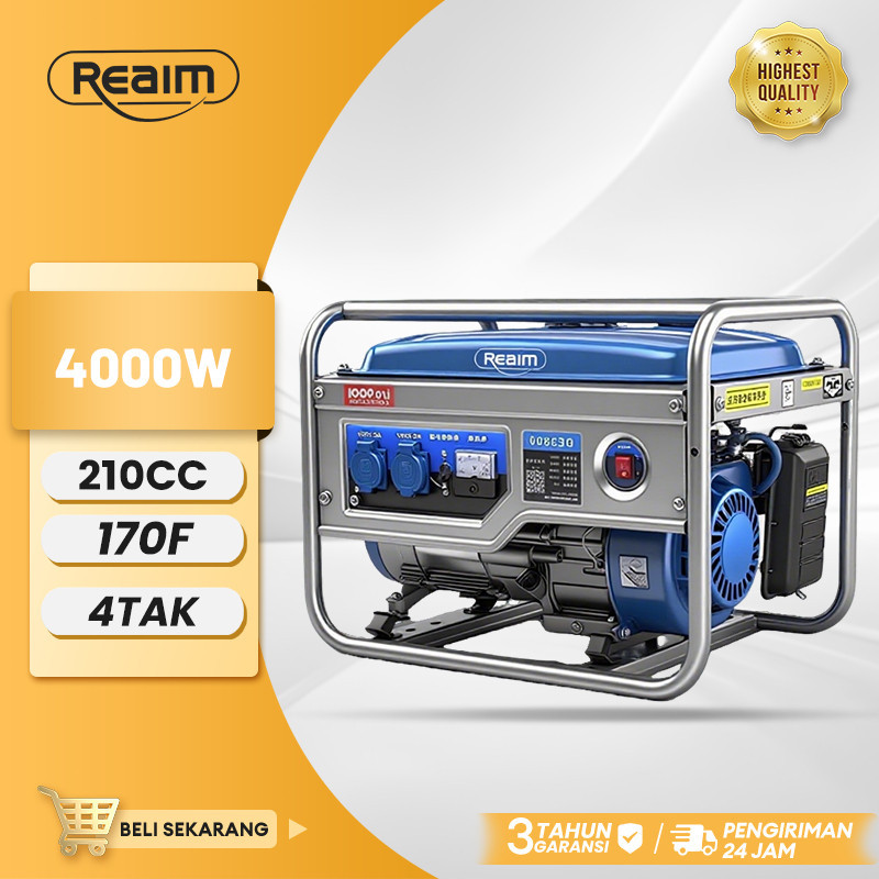 VS REAIM Genset Portable 4000W 210CC Pembangkit Listrik Mini untuk Rumah Tangga Outdoor Bensin