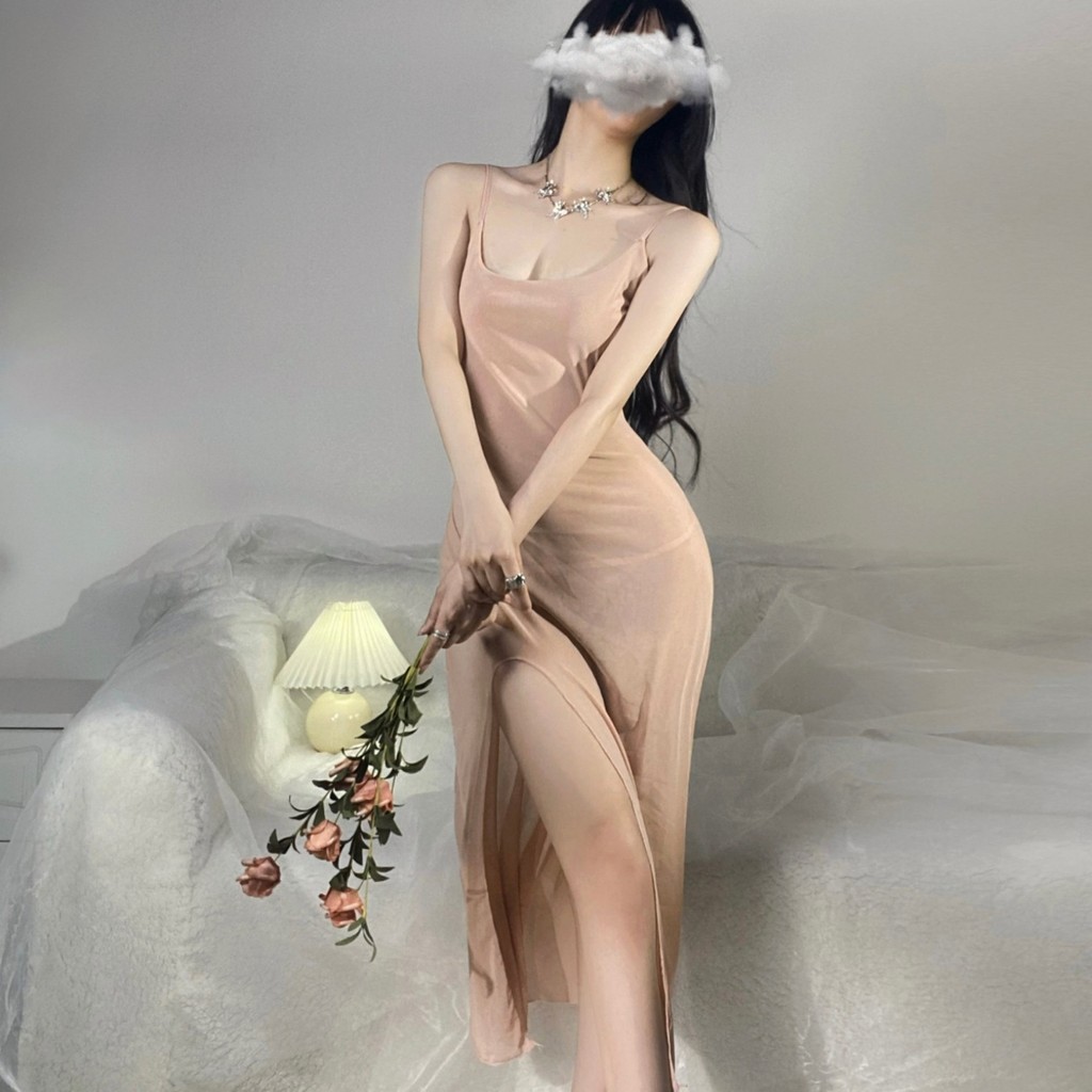 Lingerie Seksi untuk Wanita Ukuran Plus Camisole Gaun Panjang Baju Tidur