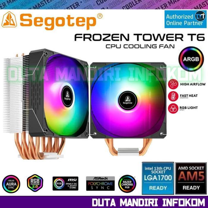 Segotep Frozen Tower T6 ARGB - Single Tower Air U Cooler I HSF - Black Edition