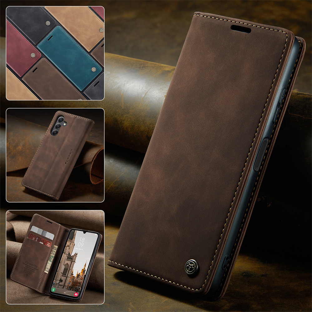 Casing untuk Redmi Catatan 14 13 12 11 Pro Plus Pro + 12s 11s 4G 5G Magnetic Flip Cover Retro PU Kul