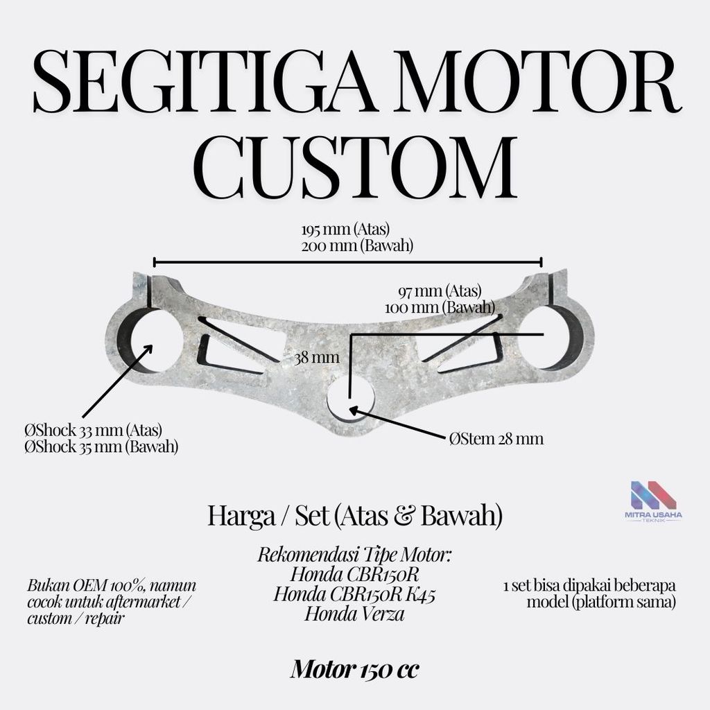 Segitiga Motor HONDA CB150R, HONDA CBR150R K45, HONDA VERZA Custom 1 Set Atas Bawah Presisi Tinggi A