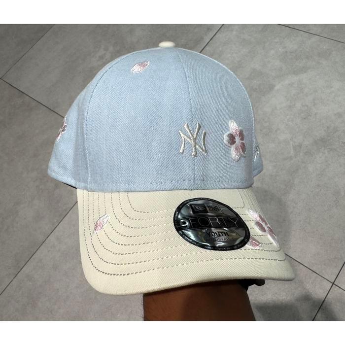 Topi Anak New Era 9Forty Kids Sakura Floral New York Yankees Blue/Stone Cap 100% ginal Resmi